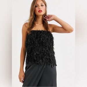 NWOT ASOS Design Faux Feather Bandeau Top